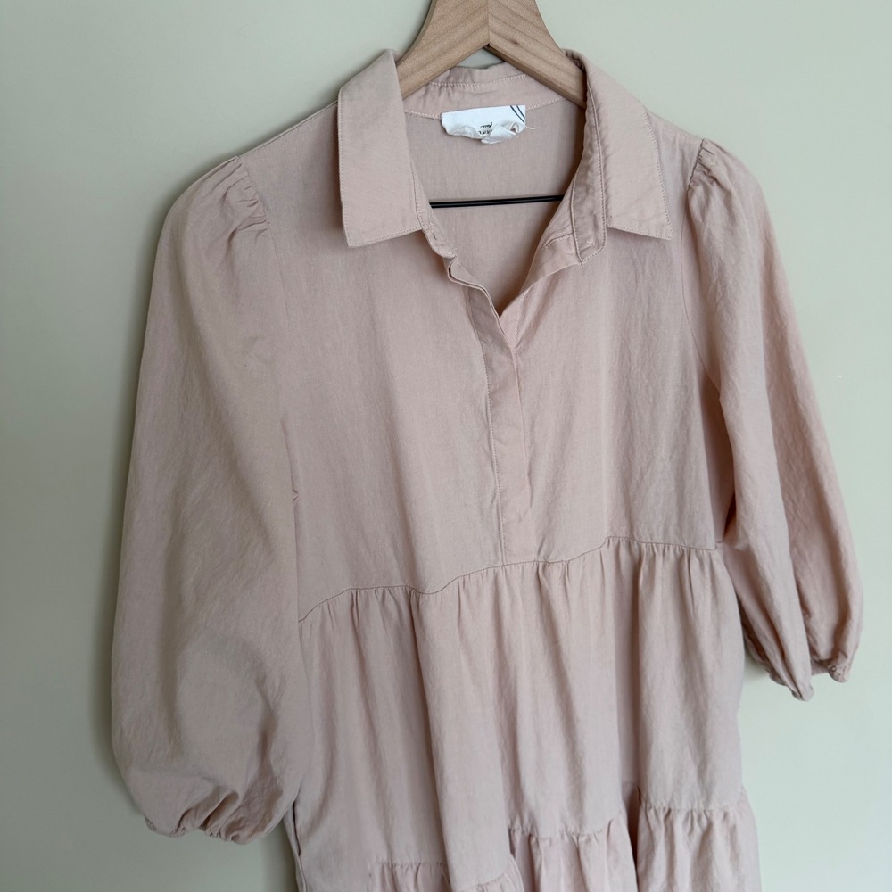 Pomander Place Tuckernuck Mabel Cotton Tiered Maxi Dress in Sandstone M Pockets - Picture 7 of 12